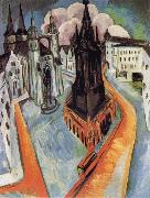 Ernst Ludwig Kirchner The Red Tower in Halle oil on canvas
